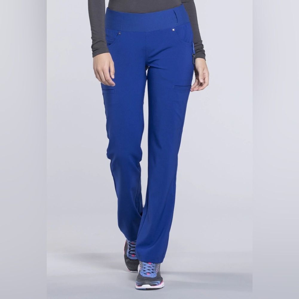 Cherokee Iflex Women's Scrubs Mid Rise Straight Leg Pull-On Pants in Galaxy Blue
